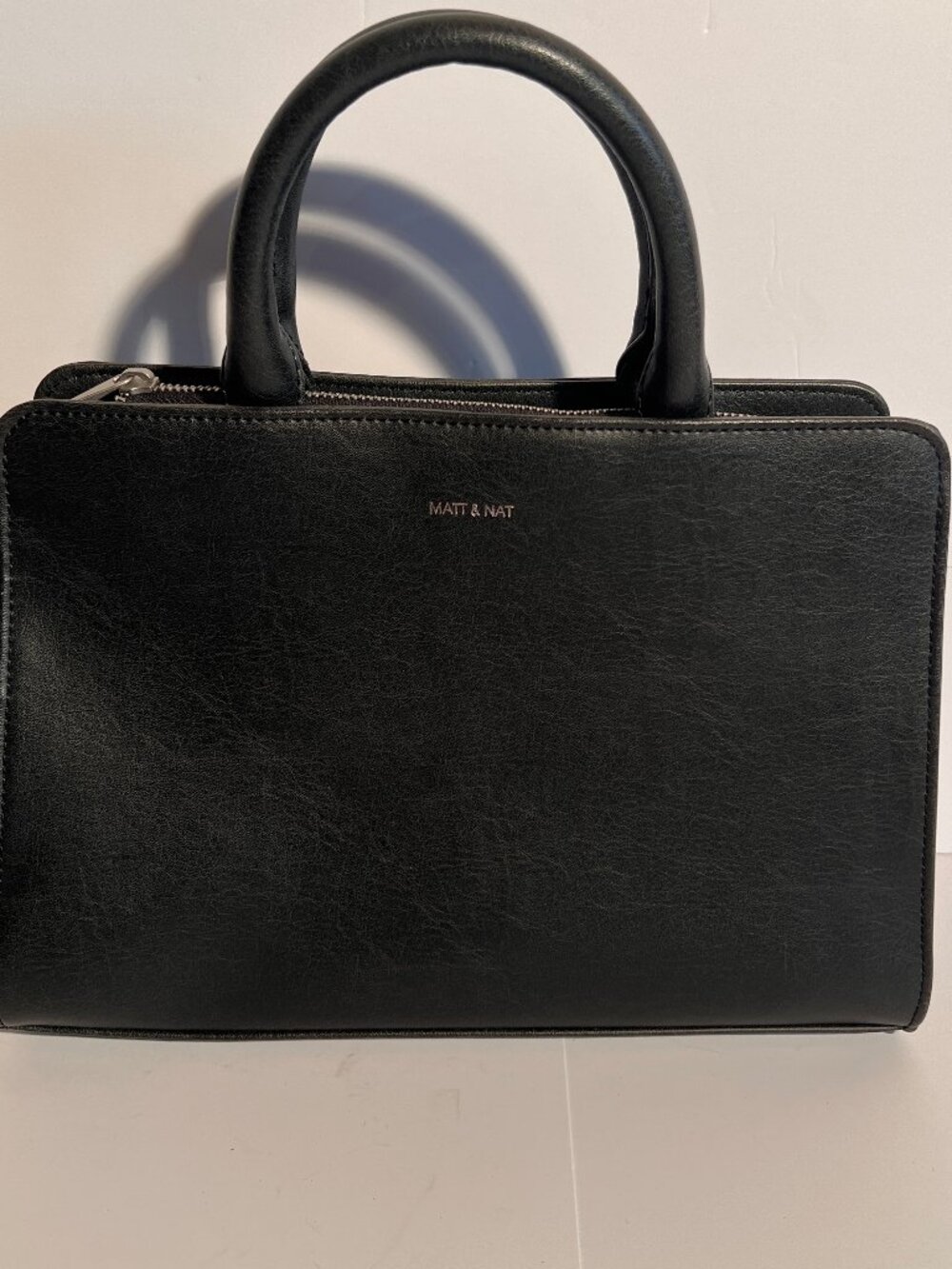 MATT & NAT Black Vegan Leather Top Handle Satchel Bag
